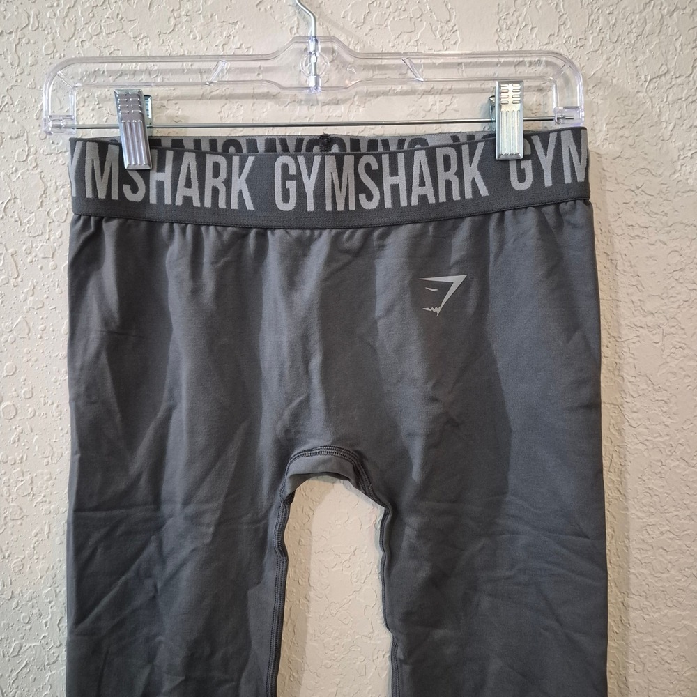 Gymshark Flex Seamless High Waisted Leggings M Charcoal Gray Logo Activewear - Picture 2 of 8
